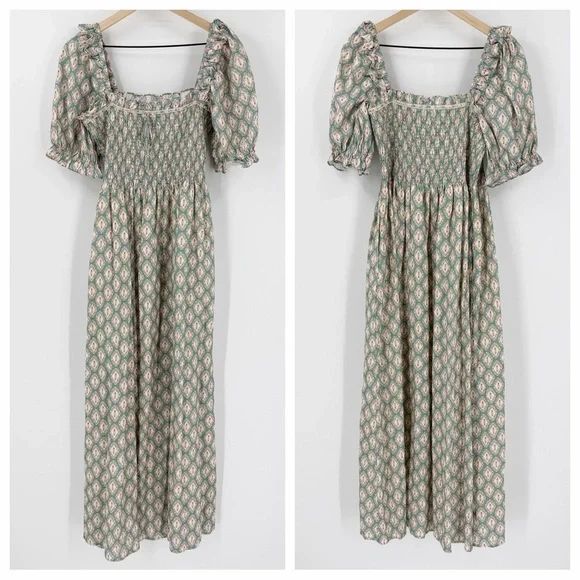 Hill House Home Scarlett Nap Dress Raspberry Ikat L Cottagecore Feminine Prairie - Picture 2 of 7